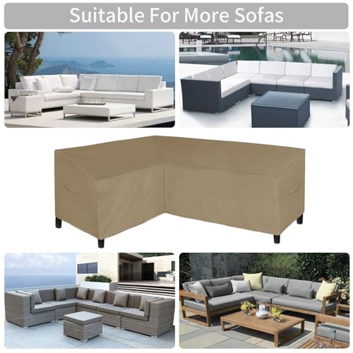 Image of Easy-Going Patio L-Shaped Sectional Sofa Cover, 58 inchX85 inch Waterproof Heavy Duty Outdoor Garden Furniture Cover (Left Facing, Camel)