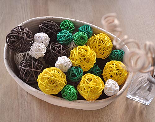 Set Of 10Pcs Wicker Rattan Balls Table Wedding Party Christmas Decoration (Diameter 2 Inch, Yellow) #TOP5