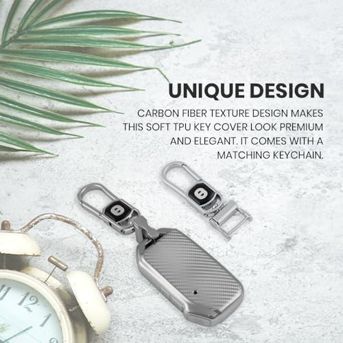 Image of Keyzone Silverstar TPU Car Key Cover with Keychain Compatible for Kia Seltos, Sonet 2023 Onwards, 3 Button Smart Key (Silver)