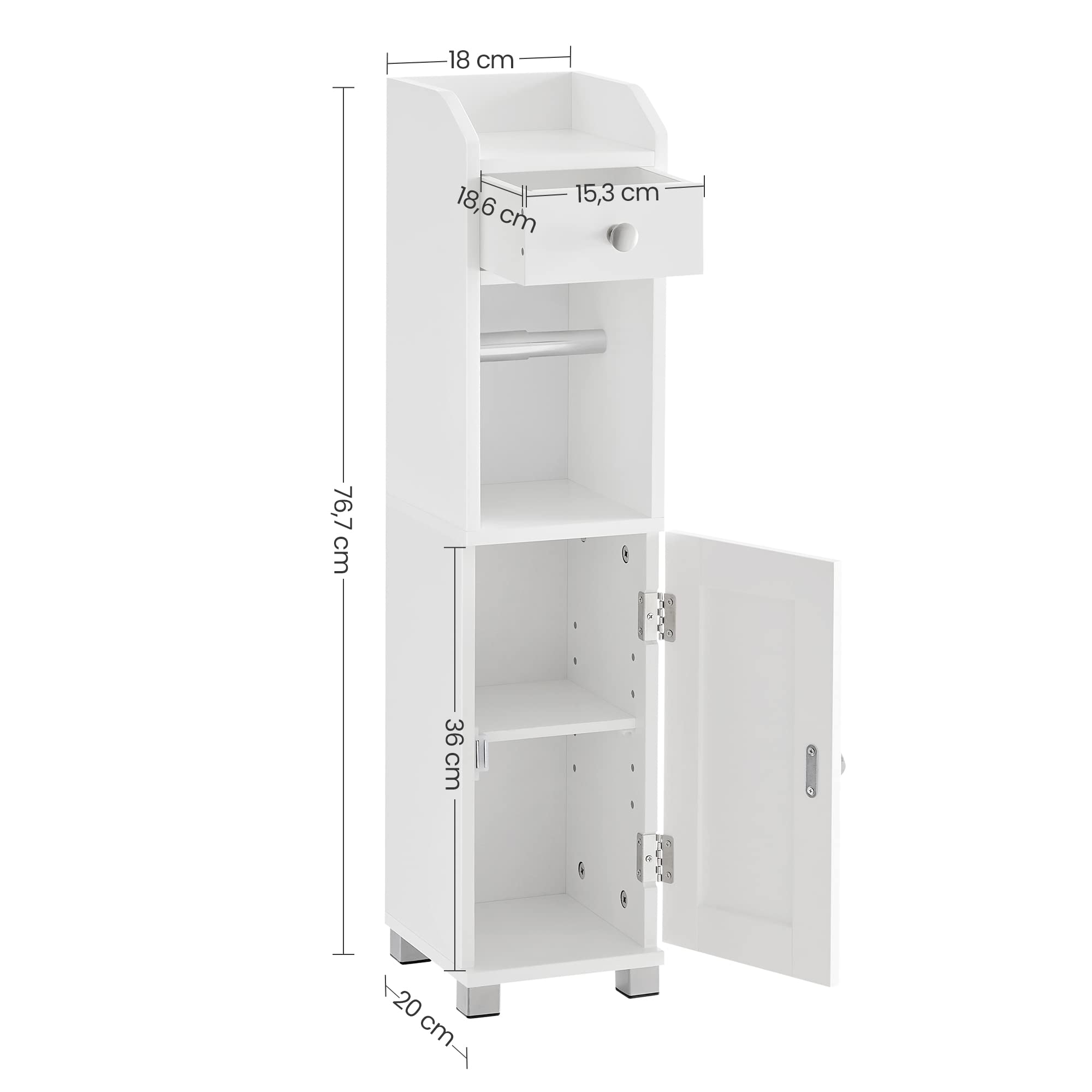 VASAGLE Small Bathroom Safe, Toilet Paper Holder with Storage, Toilet Paper Storage Cabinet, Bathroom Organizer with Adjustable Shelf, Waterproof Feet, for Small Spaces, White BBC846P31 VASAGLE Small Bathroom Safe, Toilet Paper Holder with Storage, Toilet Paper Storage Cabinet, Bathroom Organizer with Adjustable Shelf, Waterproof Feet, for Small Spaces, White BBC846P31
