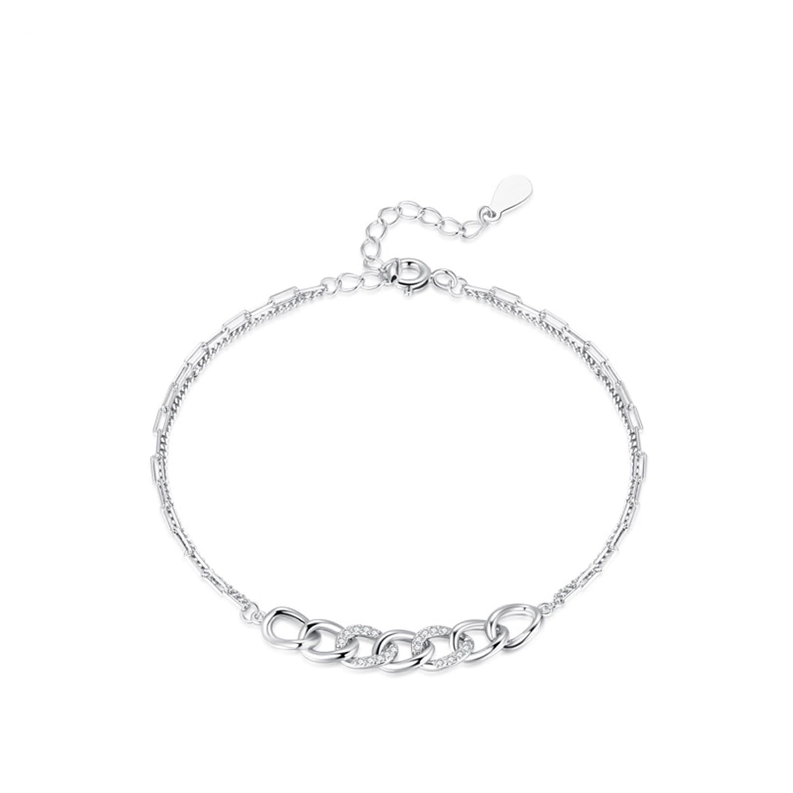 Pulseras de eslabones para mujer con diamantes, pulseras de platino para mujer, PT950 y oro blanco de 9K/14K/18K