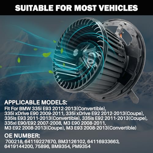Image of 700218 AC Heater Blower Motor Fan Assembly Fit for BMW 325i 325xi 330i 330xi 2006 328i 335i 2007-2013 ，328xi 335xi 2007 2008 ，335d 2009-2011 ，335is 2011-2013 ，28i 2008-2013 ，35i m3 x1x3 z4