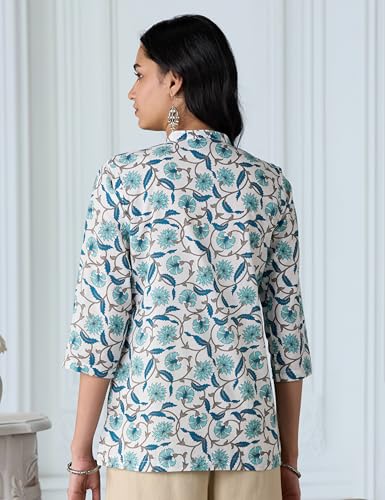 Image of Amazon Brand - Myx Women Cotton Printed A-line Short Kurti (Available in Plus Sizes)