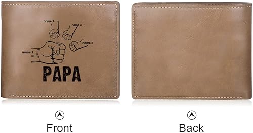 Miniatura 5 de ALBERTBAND Cartera personalizada de cuero con imagen personalizada para hombres, novio, papá, abuelo, 4 nombres, Vintage