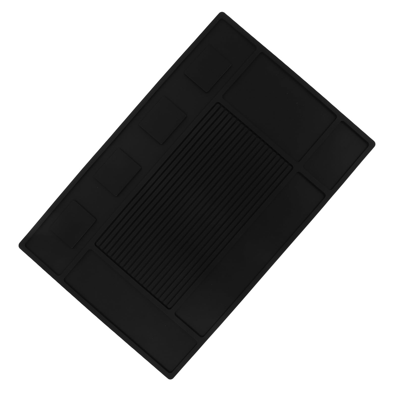 iplusmile Alfombrilla Organizadora Magnética para Peluquería, Alfombrilla de Herramientas Magnética de PVC Negro 45x30cm, Ranuras para Cortapelos y Tijeras, para Estación de Salón