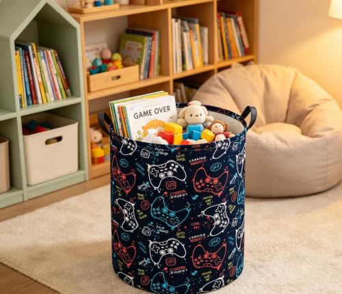 Image of Kids Laundry Basket Baby Hamper for Nursery Storage Bin Organizer (Game)