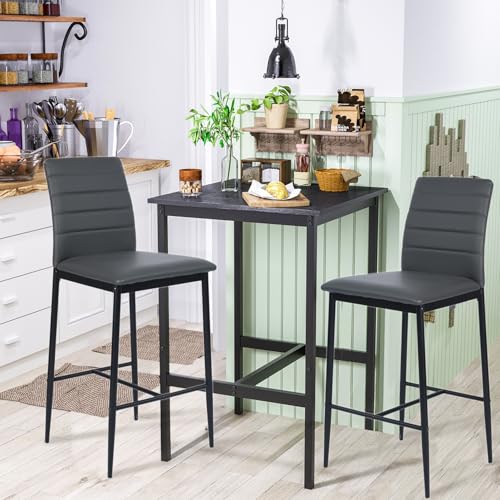 Opiniones y reviews de Bancos para Barra Walmart más recomendados. 42 HOMEMAKE FURNITURE Set de 2 Bancos para Barra de Cocina, Taburetes de Bar con Respaldo, Tela Impermeable Vintage, Bancos Altos con Reposapiés para Cocina, Bar y Desayunador, Gris