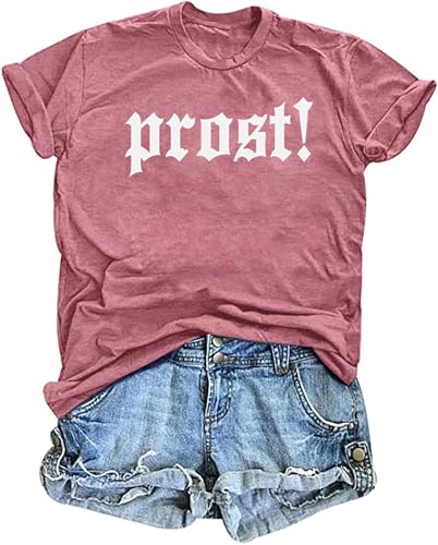 Oktoberfest Shirt Women Prost T Shirt Oktoberfest Party Shirts German Oktoberfest Tshirt Casual Oktoberfest Short Sleeve Tops Light Pink