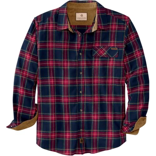 Legendary Whitetails Men's Standard Buck Camp Shirt, Tartan Red Plaid, Medium