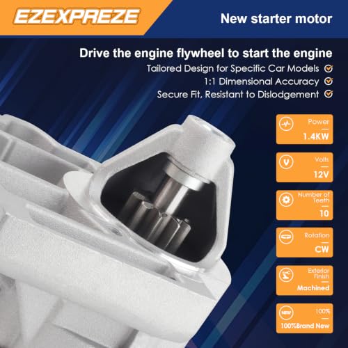 Image of Ezexpreze 17564 New Starter for Jeep Wrangler 1994-1995 /1997-1998 /2001-2002, Cherokee 1994-1998 & Dodge Dakota 1996-1998, L4 2.5L