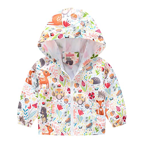 Toddler Baby Cute Cartoon Windbreaker Jacket Girls Boys Rain Coats Hooded Zip Up Lightweight Outerwear Clothes