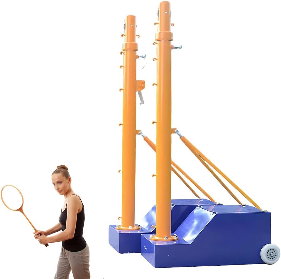Multifunctional Volleyball & Badminton Poles, All-in-One Pickleball & Badminton Set, 1.55M-2.1M Adjustable Height, Extendable Professional Poles with Stable Base for Multiple Sports