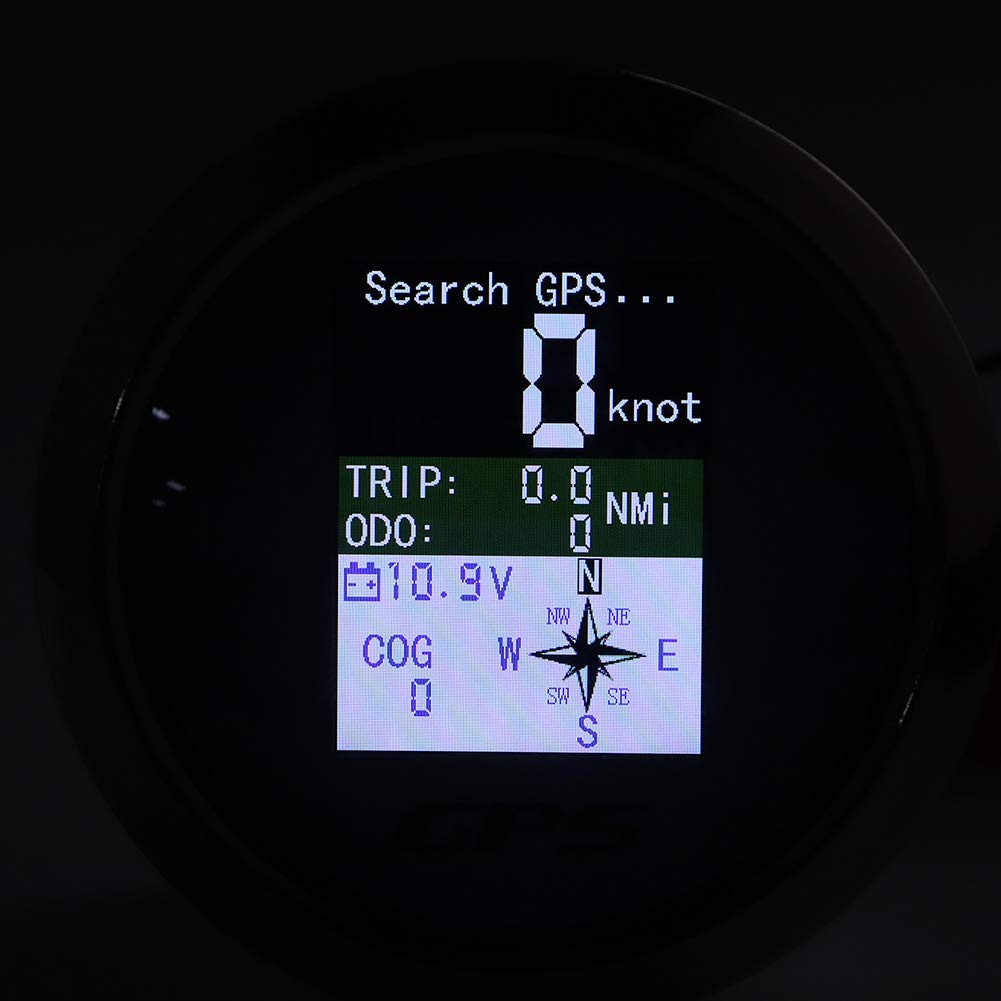 Tachimetro Digitale GPS Nautico, 85mm, Display LCD Impermeabile IP67, Acciaio Inossidabile, Quadrante Bianco, per Ingegneria