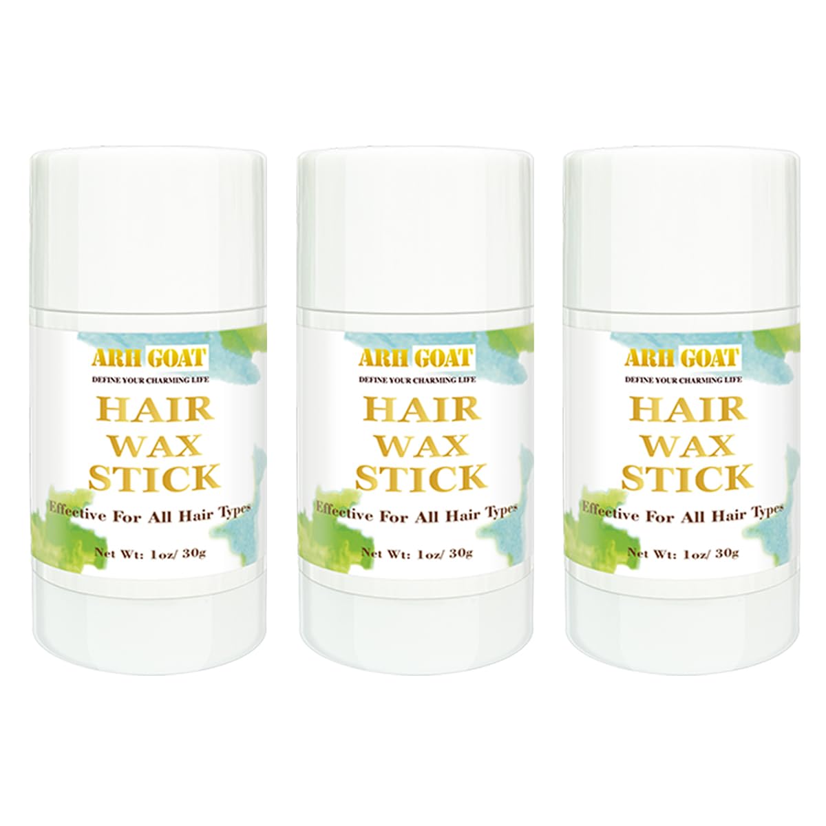 ARHGOAT 3PCS Set Hair Wax Stick, Wax Stick for Hair, Smoothing & Slick Stick for Wigs, Styling Waxes for Fly Away & Edge Frizz Hair (1oz*3pcs)