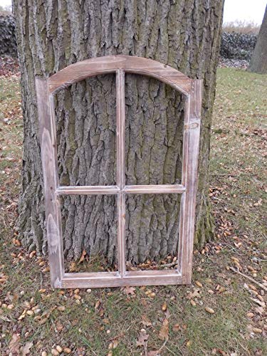 Stabiles, braunes Fenster Sprossenfenster Dekorahmen abgerundet Holz braun 77cm
