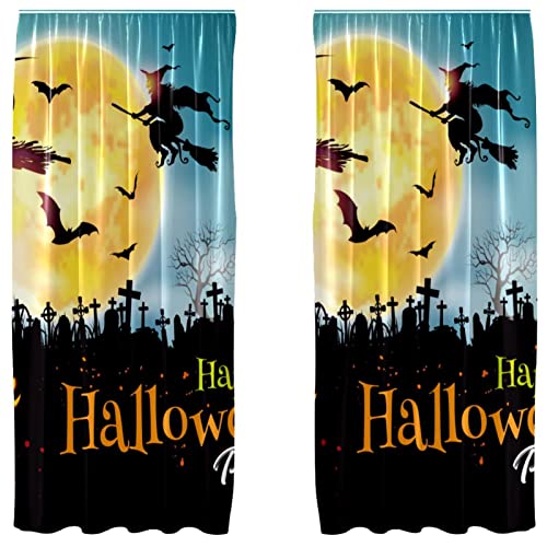 Cortinas opacas de microfibra que aíslan la luz con diseño temático de Halloween 2