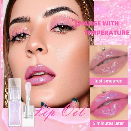Sulily Magic Color Changing Lip Oil, 2024 New Glitter Moisturizing Lip Glow Oil,Long Lasting Nourishing Plumping Glimmer Glow Lipstick,Non-Sticky Fresh Nourishing Transparent Lip Care thumb #2