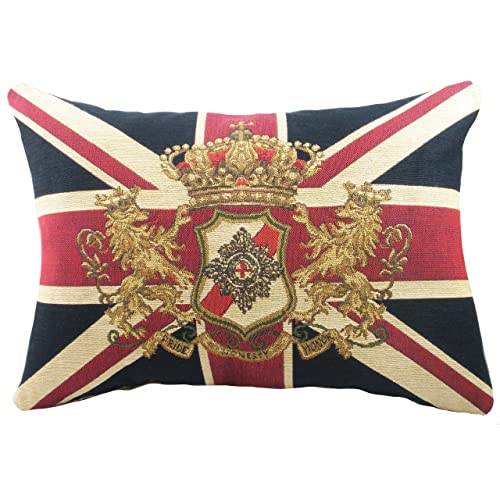 Evans Lichfield UJACKLI/HF6/MUL, Coussin rembourré en Polyester Motif Lion Union Jack Multicolore 46 x 32 cm