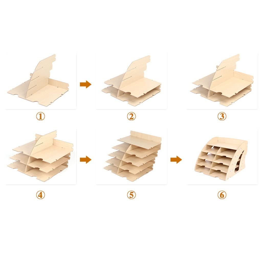Aktenhalter, Dateitrenner, Dokumentenschrank, Schreibtisch-Datei-Organizer, 5-lagiger Schreibtisch-Organizer in Fächerform, aus Holz, A4 D