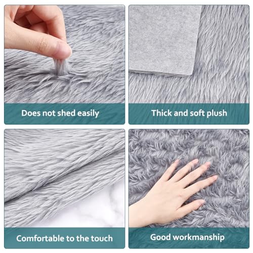 BENECREAT Dark Gray Faux Fur Fabric 40x40cm, Soft Plush Shaggy Squares Pre-Cut Craft Fur Fabric for Costumes Rugs, Pillows - Image 4