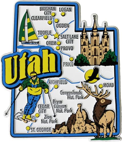 Imán decorativo con silueta de Utah 3x3.5 pulgadas miniatura 1