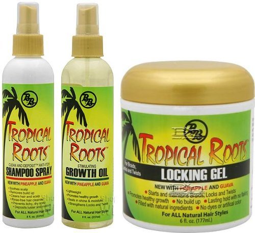 B&B Tropical Roots Trio Set (Shampoo Spray, Growth Oil, Locking Gel)