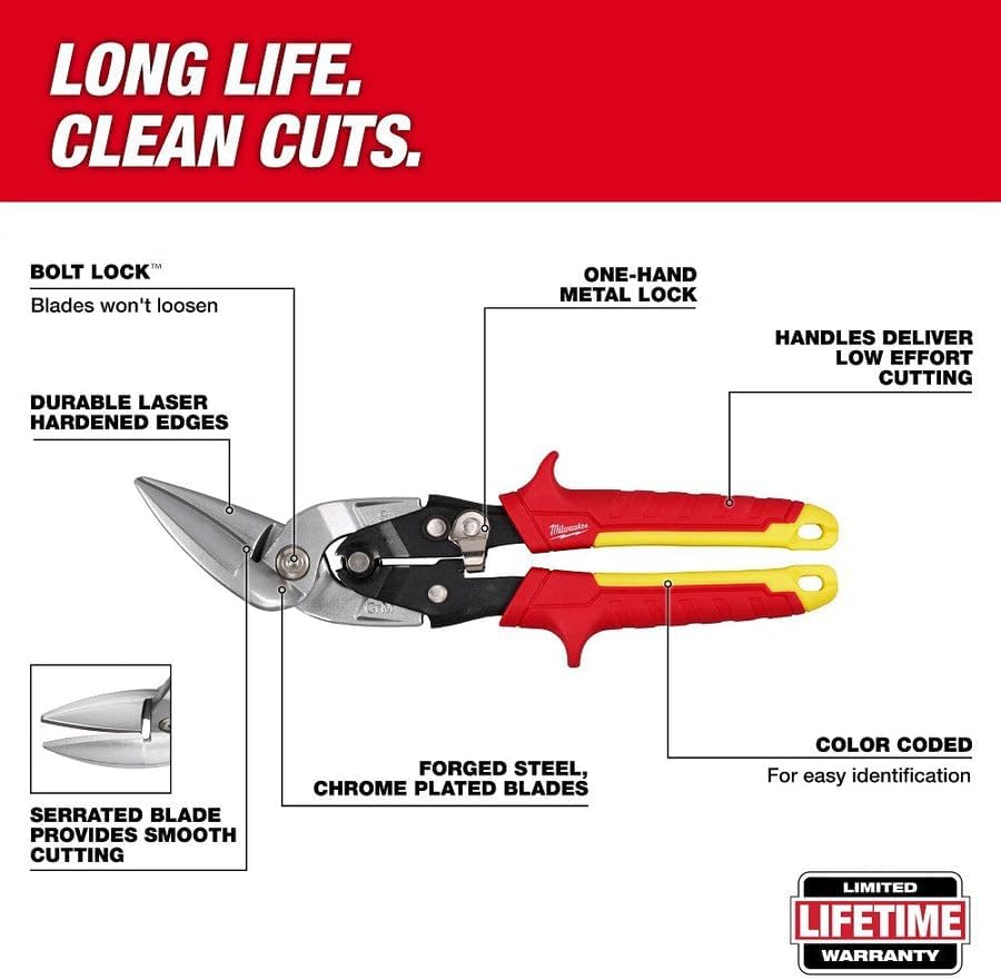 Milwaukee Electric - Straight Cutting Offset Aviation Snips