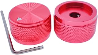 2pcs red Aluminum Rotary Electronic Control Potentiometer Knob For 6 mm Diameter Shaft, Volume Control Knobs, Audio knob, Guitar Knobs，Switch Knob, 25mm dia 15.5mm height