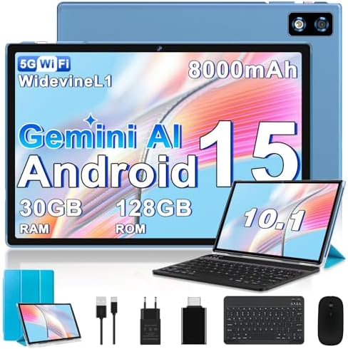 Android 15 Tablet 10 Inches, 30GB RAM + 128GB ROM (TF 512GB), 800...