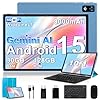 BIEGEDY 2026 último Tablet 10 Pulgadas Android 15 con Gemini AI, 30GB RAM + 128GB ROM, Octa-Core 2.0GHZ, 8000mAh, GMS, Widevine L1, GPS, OTG,5G WiFi 6 & BT 5.0,Tablet Teclado y Raton-Azul