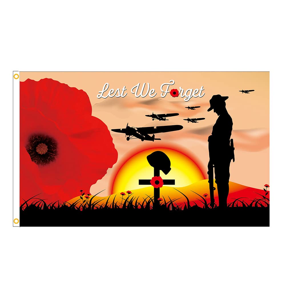 Rvtkak 90 x 150cm Remembrance Day Banner Flag for House Outdoor Flag Single Layer Polyester Banner, Style 1, 90*150cm