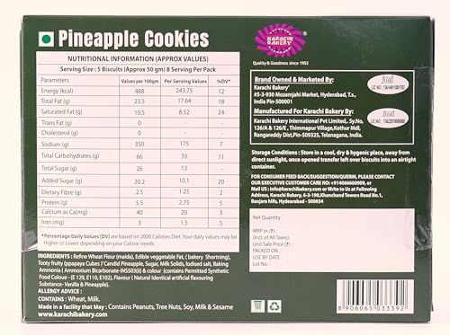 Image of Karachi Bakery Pineapple Flavour Cookies 400gm | Tea Time Snack | Delicous Snack | Vegetarian