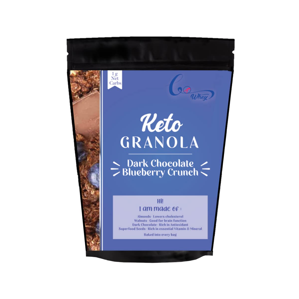 GoWhey Keto Granola, Dark Chocolate Blueberry Crunch (250 g) | 1g Net Carb Per Serving | High Protein Breakfast| Healthy Snacks (B09BK1WVBG) Amazon Price History, Amazon Price Tracker
