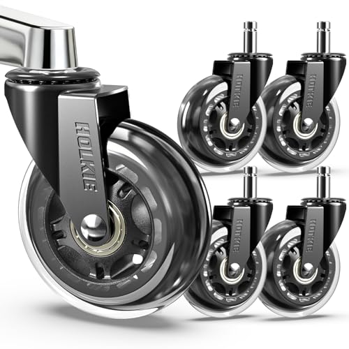 HOLKIE Office Chair Wheels Roller Blade Caster Rubber Replacement for Office...