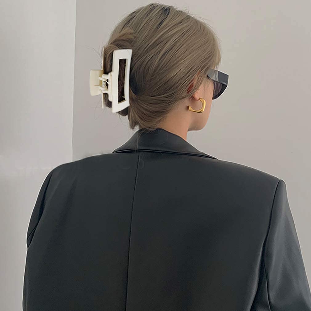 Canitor 4.1 Inche Large Hair Claw Clips 4 PCS, Hair Clips for Thick Hair Acrylic Banana Claw Clips Non-slip Hair Clip Rectangular Jaw Clips Big Hair Clips Gifts for Women : Beauty & Personal Care