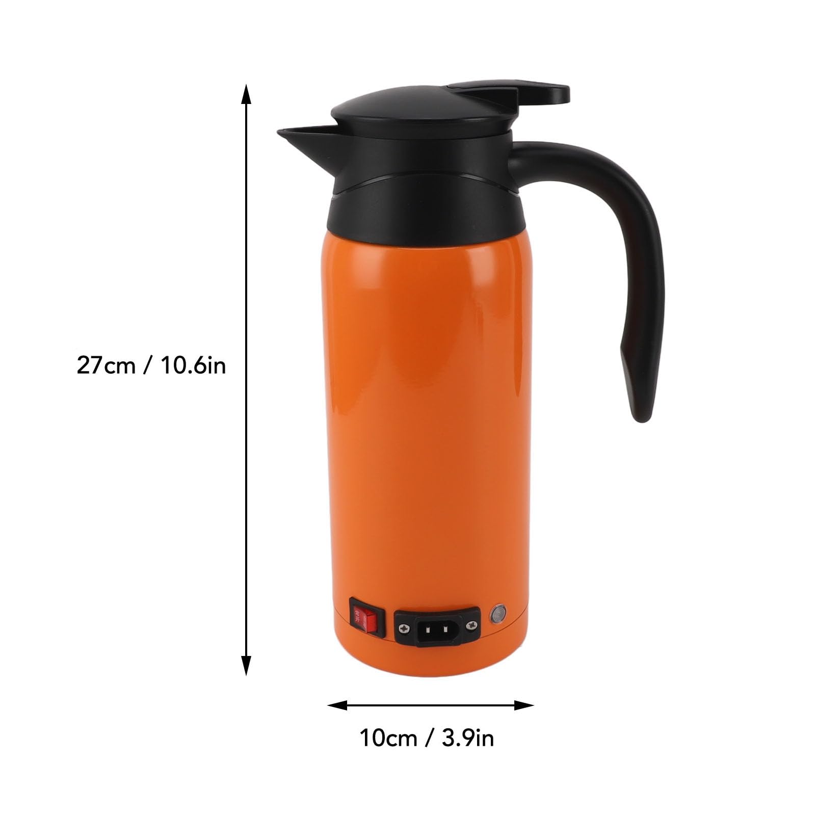 RiToEasysports Hervidor de Agua Eléctrico para Coche, Calentador de Agua de Acero Inoxidable de Ebullición Rápida de 800ml de Doble Voltaje para Negocios de Camiones y Automóviles