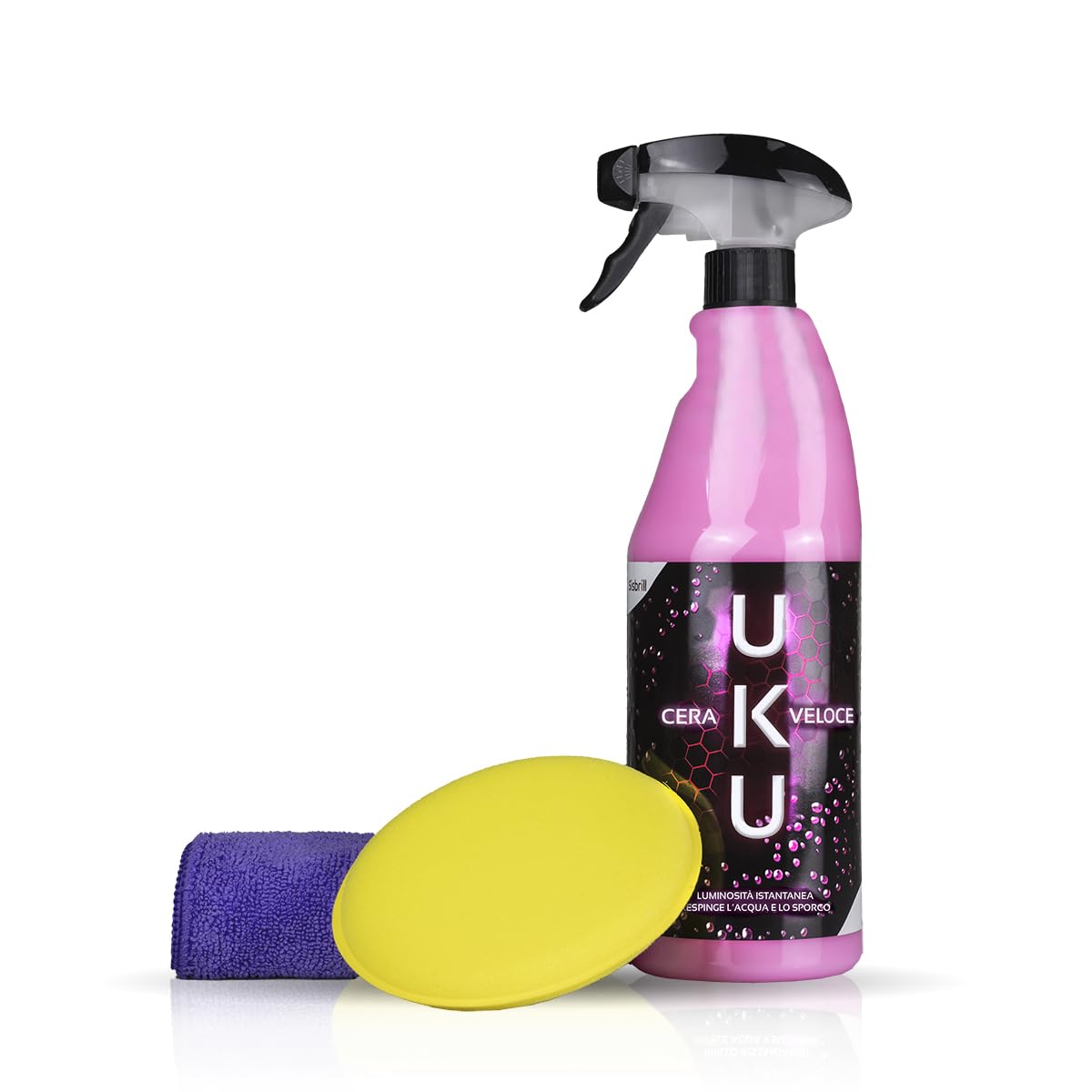 Sisbrill Uku Cera Rapida Spray per Carrozzeria-Cera Auto Quick Wax – Brillantezza Istantanea e Protezione Idrorepellente, Facile Applicazione con Microfibra – 750 ml