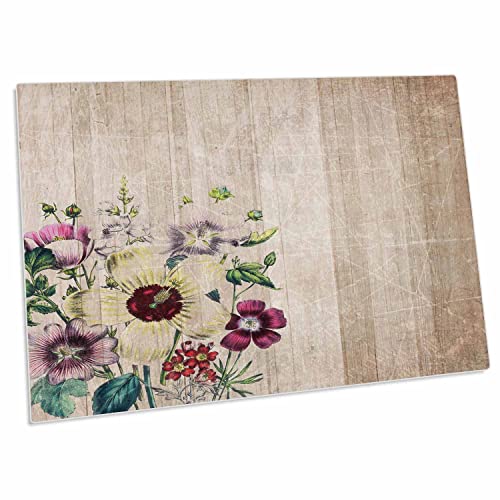 3dRose Desk Pad Flores Coloridas en Fondo de Madera