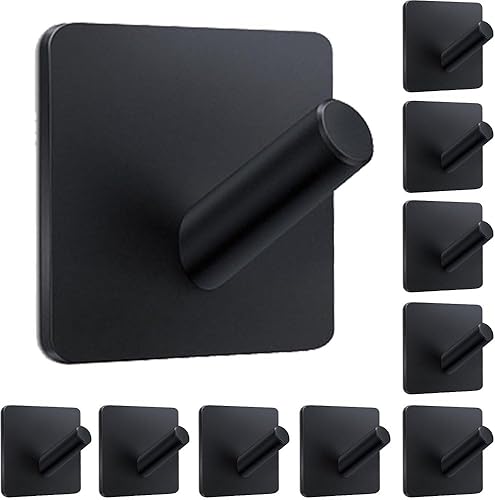 xdgeLoad Ganchos adhesivos resistentes, paquete de 10 ganchos para toallas de baño, ganchos de pared adhesivos para baños, abrigos, batas, cocina,