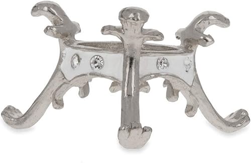 Miniatura 3 de BestPysanky Esmalte blanco con cristales tono plateado huevo esfera soporte soporte exhibición