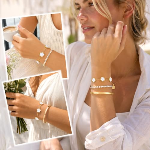 3 PC, Stackable Floral Gold Bracelets - image 2