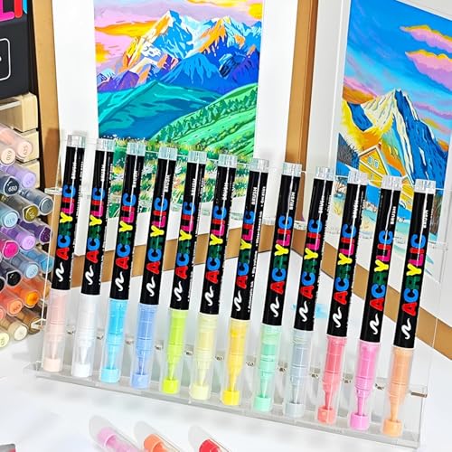 Image of 24 Color Acrylic Paint Marker Pens Waterproof Art Paint Pens for Rock Painting, Wood, Glass, Ceramic, Canvas, Scrapbooking & DIY Crafts, Medium, Multicolor