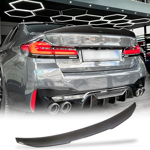 MCARCAR KIT Carbon Fiber Trunk Spoiler Compatible with 2017-2023 BMW 5 Series G30, F90 M5 Rear Highkick Wing Lip Style A