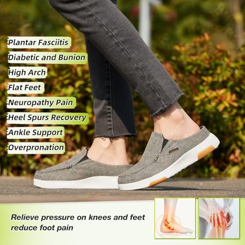 Image of OrthoComfoot Women's Arch Support Shoes,Plantar Fasciitis, Foot and Heel Pain Relief, Orthopedic Boat Shoes for Diabetic Bunions