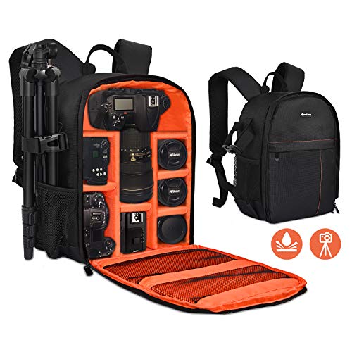 Yesker Camera Backpack Professional DSLR/SLR Camera Bag Waterproof Shockproof, Camera Case Compatible for Sony Canon Nikon Camera and Lens Tripod Accessories for Photographer (Small, Orange)