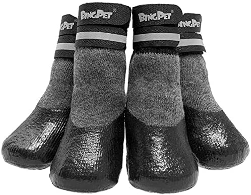 BINGPET Dog Socks Anti-Slip with Straps Paw Protector Traction Control Waterproof for Indoor Outdoor Wear