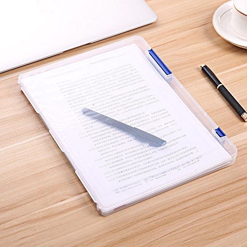 WEIAIXX The Transparent Plastic A4 Paper Box Sealing Against Moisture Documents Admit The A4 Paper Size The File Save The Protective Case Blue
