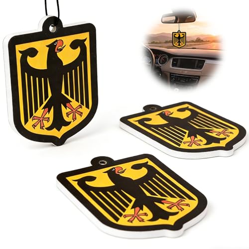mawmuaw Profumatori per auto, 3 pezzi, ciondolo profumato per auto, con bandiera tedesca dell'aquila federale, profumo di legno di sandalo, profumo di anguria, profumo di pesca per specchietto