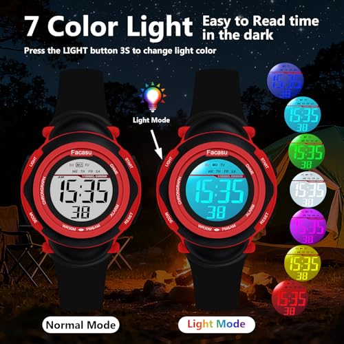 Image of Kids Digital Watch for Girls Boys,Children's Waterproof Colorful Light UP Outdoor Sport Watch with Stopwatch Alarm-Kids Gifts for Girls Boys