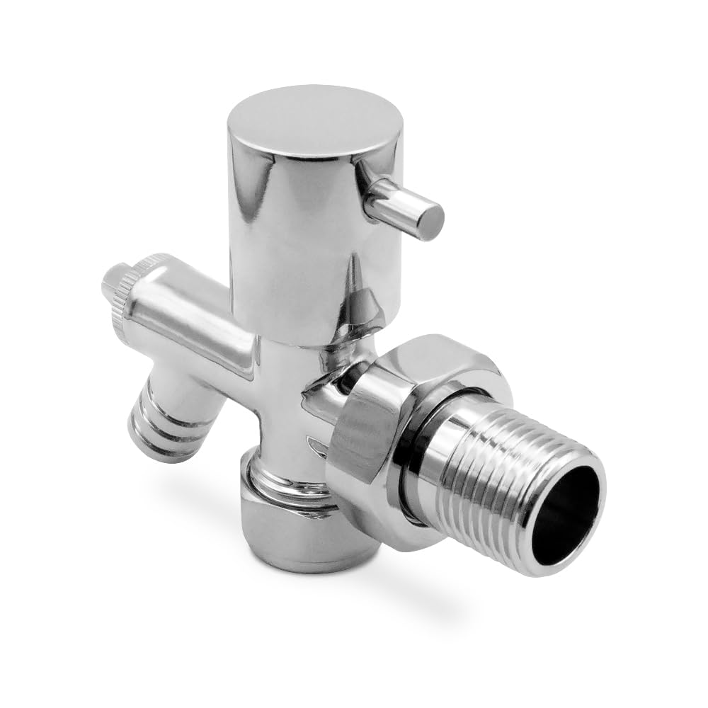 Chrome Drain Off Valve (Single) for Towel Rails & Radiators 15mm Pipe Connection